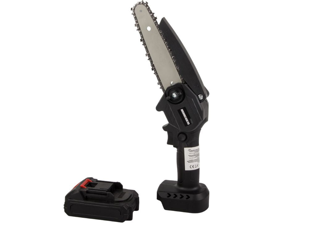 Mini Akku Kettensäge 6 Zoll 21V mit Akku, Ladegerät und Koffer – Handliche Astsäge für Garten, Baumschnitt und Holz