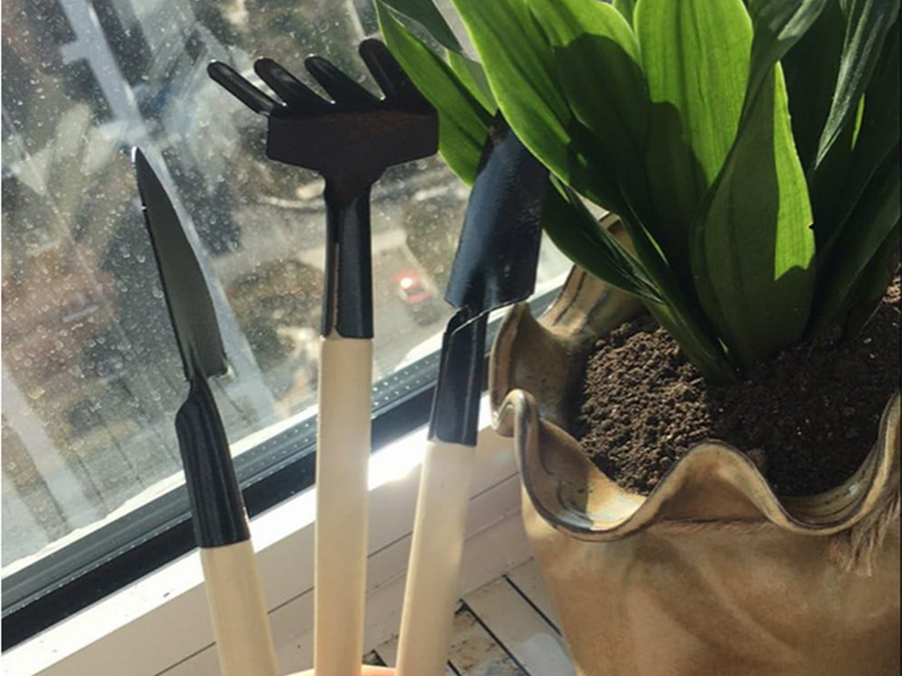 Mini Gartenwerkzeug Set 3-teilig – Schaufel Rechen Spaten für Topfpflanzen Umtopfen