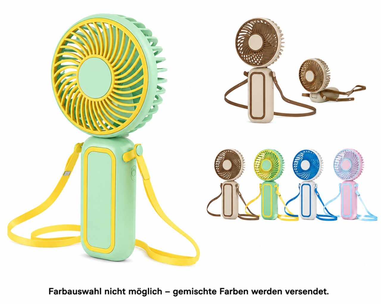 Mini USB Ventilator mit verstellbarer Silikonschnur – Tragbarer Akku Lüfter 3 Stufen
