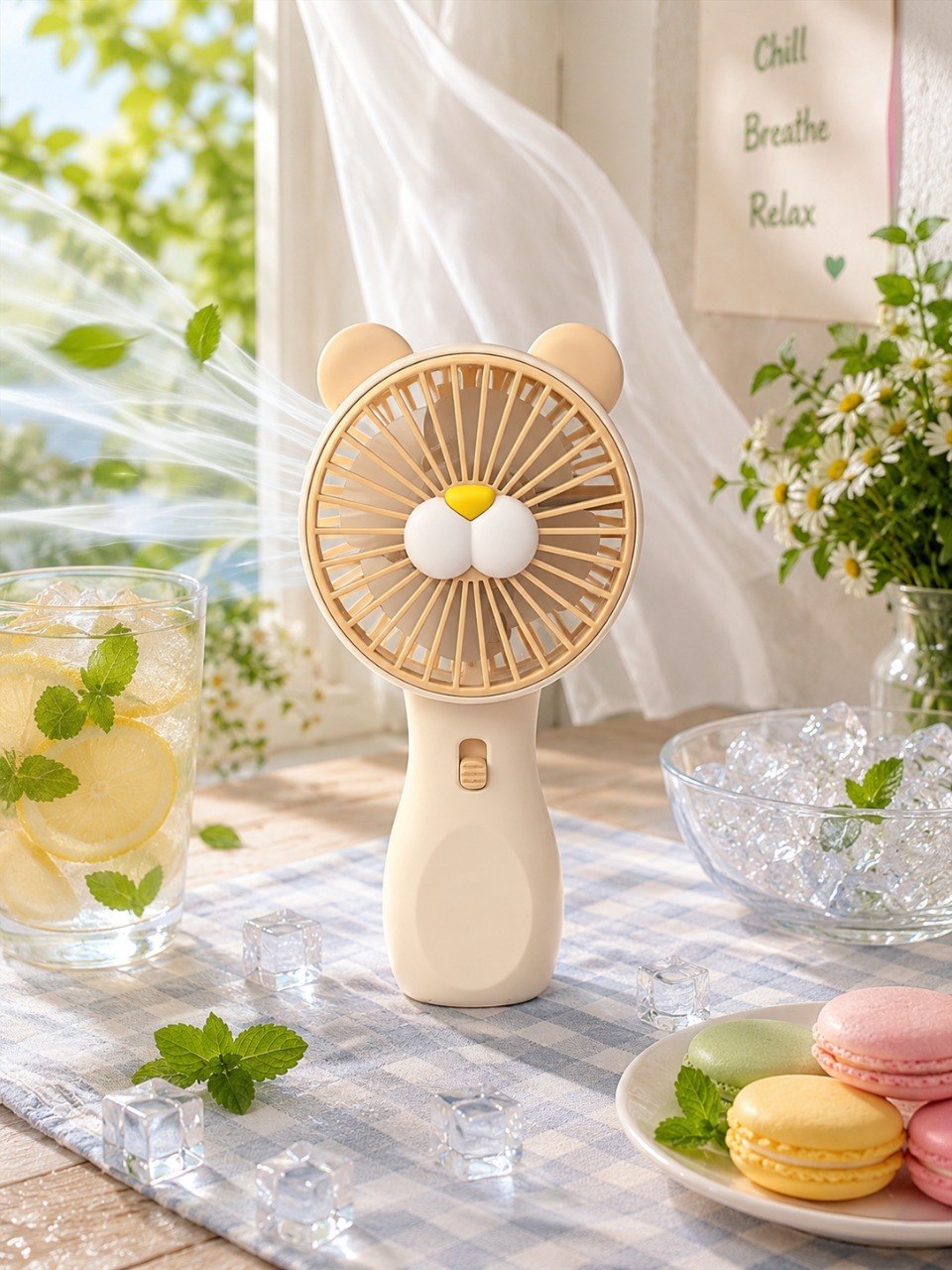 Mini USB Ventilator mit LED Licht – Wiederaufladbarer Handventilator USB-C