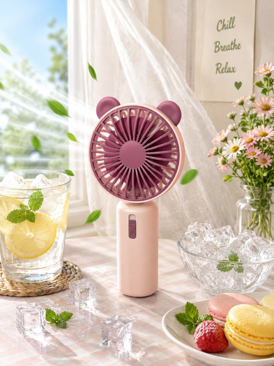 Mini USB Ventilator mit LED Beleuchtung – Wiederaufladbarer Kinderlüfter USB-C