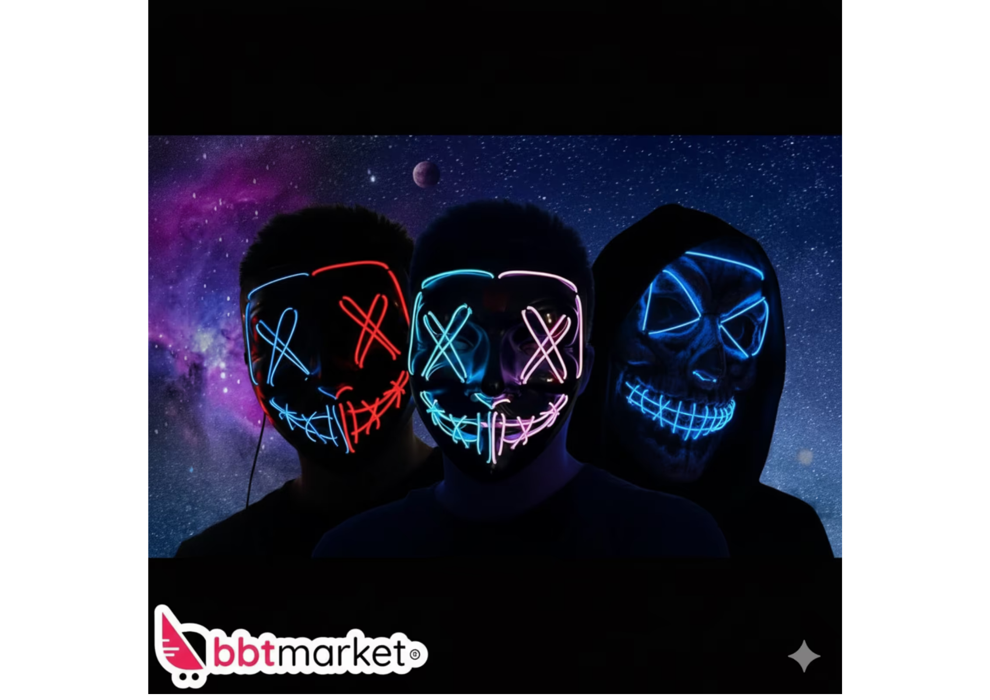 LED horror mask like from the Purge - Halloween horror disguise face mask 