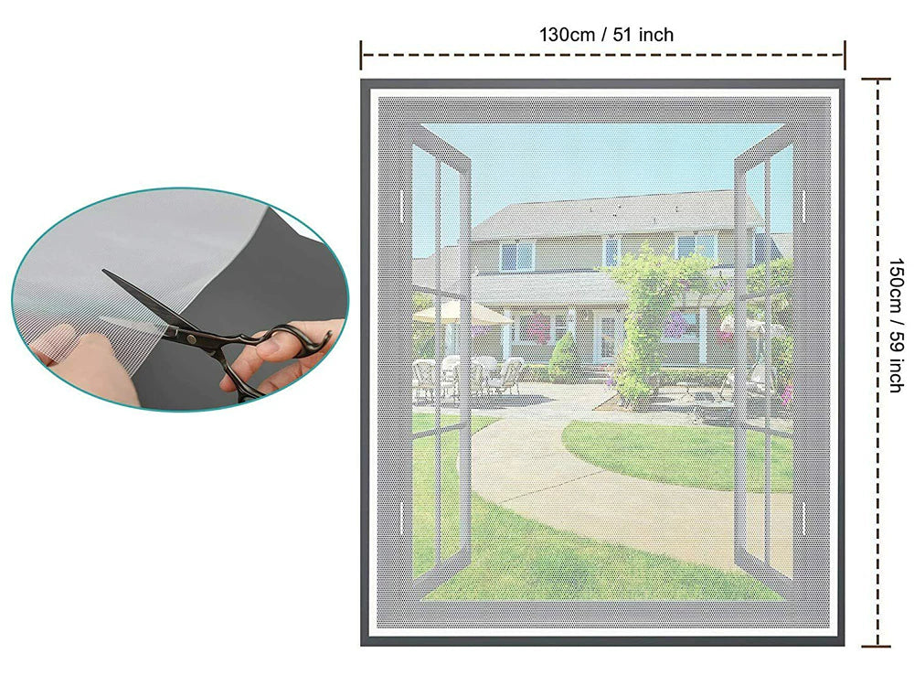Schützen Sie Ihr Zuhause effektiv vor Mücken, Fliegen und anderen Insekten – mit dem Moskitonetz für Fenster 130x150 cm in Schwarz. Ideal für Schlafzimmer, Küche, Balkon- und Terrassentüren.