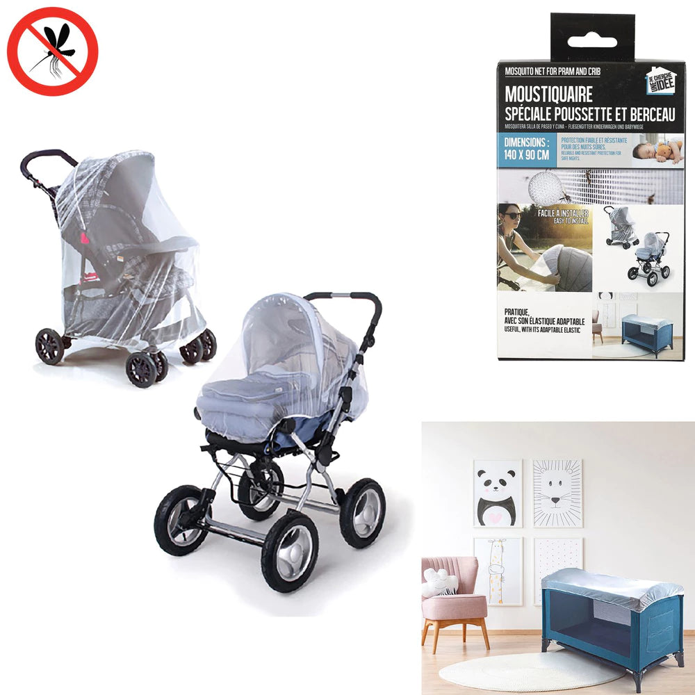 Moskitonetz 90x60cm für Kinderwagen & Wiege – Weißes Insektenschutznetz aus Polyester