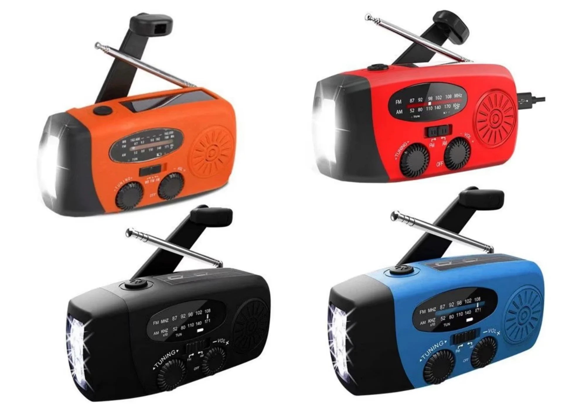 Multifunktionales Notfallradio mit Solar Kurbel LED Taschenlampe & Powerbank AM FM WB