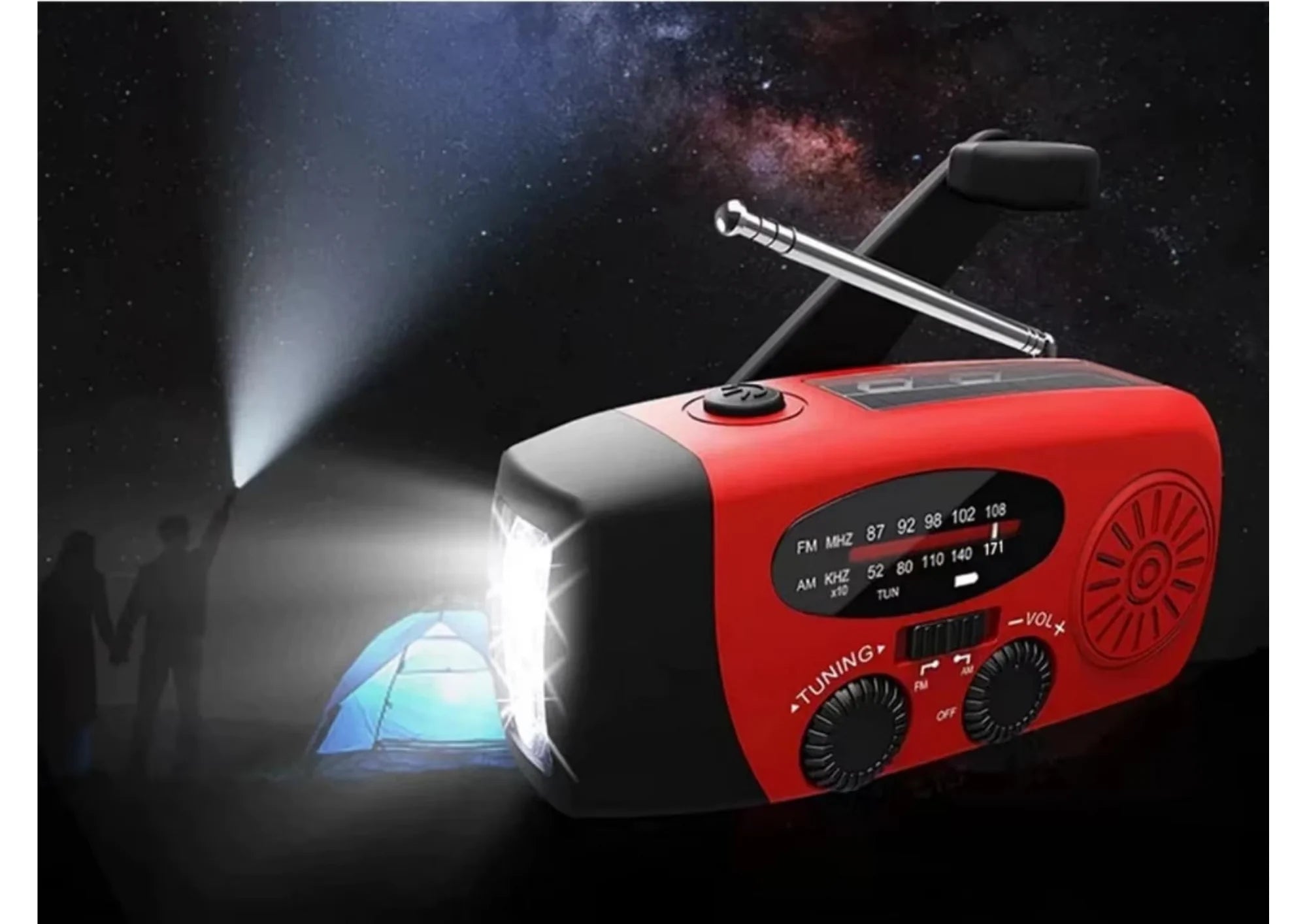 Multifunktionales Notfallradio mit Solar Kurbel LED Taschenlampe & Powerbank AM FM WB