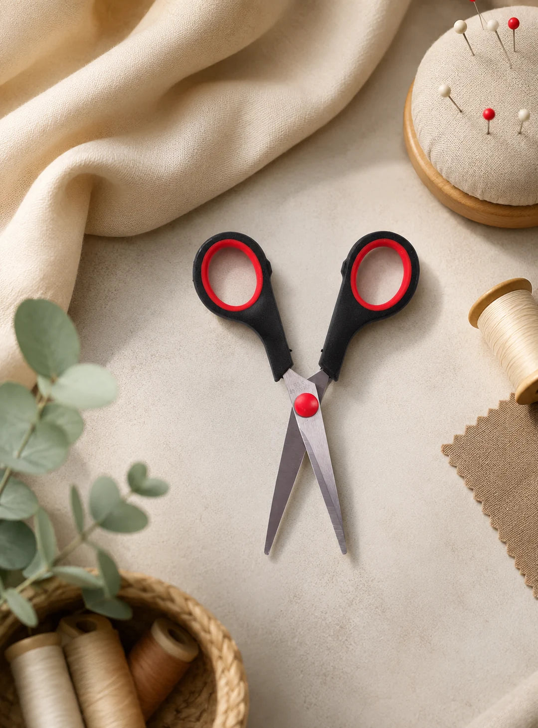 Nähschere 13cm Stoffschere Softgrip Präzisionsschere Edelstahl Bastelschere