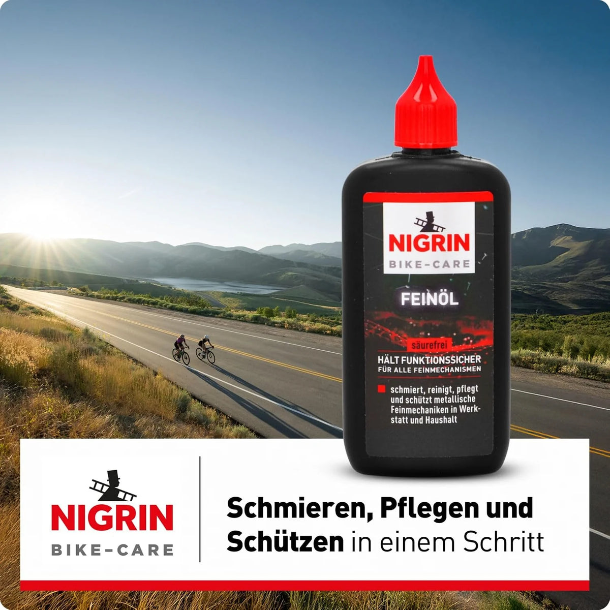 NIGRIN BIKE-CARE Feinöl 100 ml – harz- & säurefreies Feinmechaniköl für Fahrrad, Hobby und Werkstatt