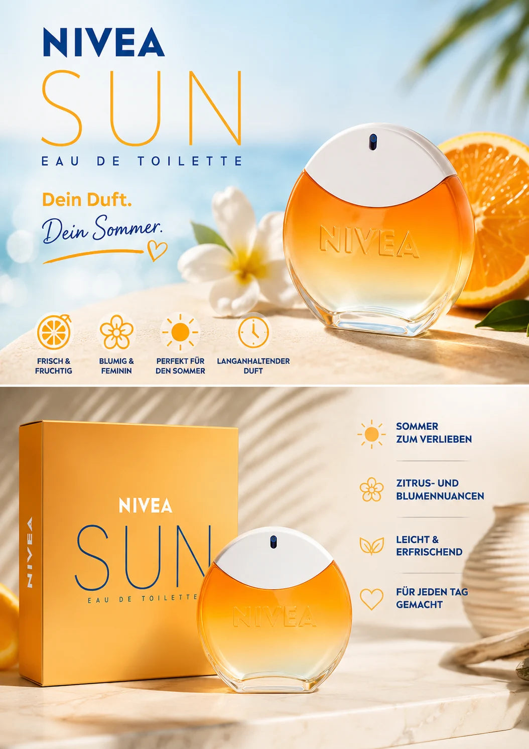 NIVEA SUN Eau de Toilette 30 ml – Unisex Parfum mit dem Original NIVEA SUN Sonnencreme Duft