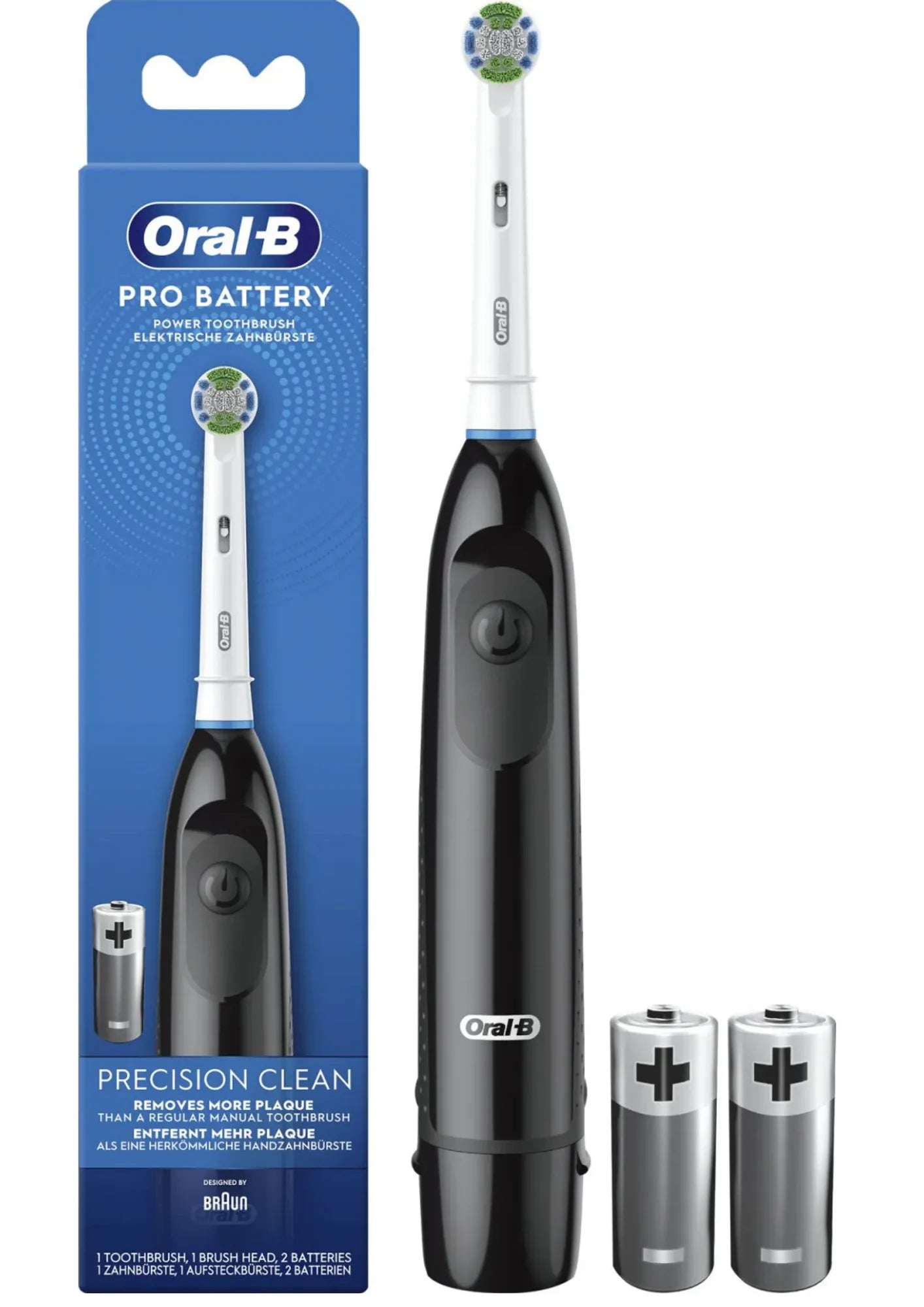 Oral-B elektrische Zahnbürste batteriebetrieben Precision Clean für Reise & Alltag