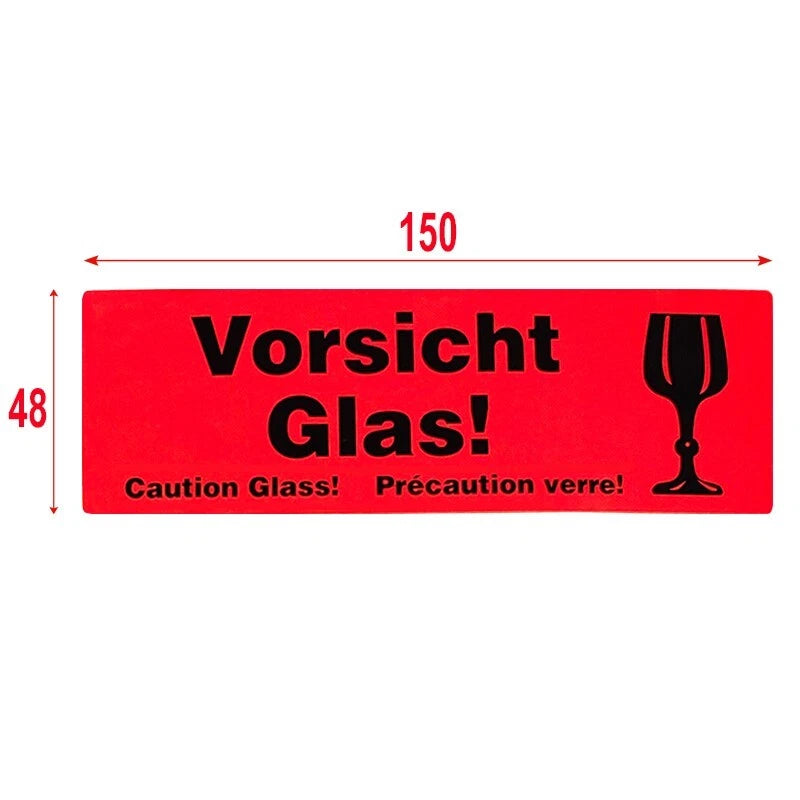 1000 pieces Caution: Risk of glass breakage! Shipping labels warning stickers 105x37mm 