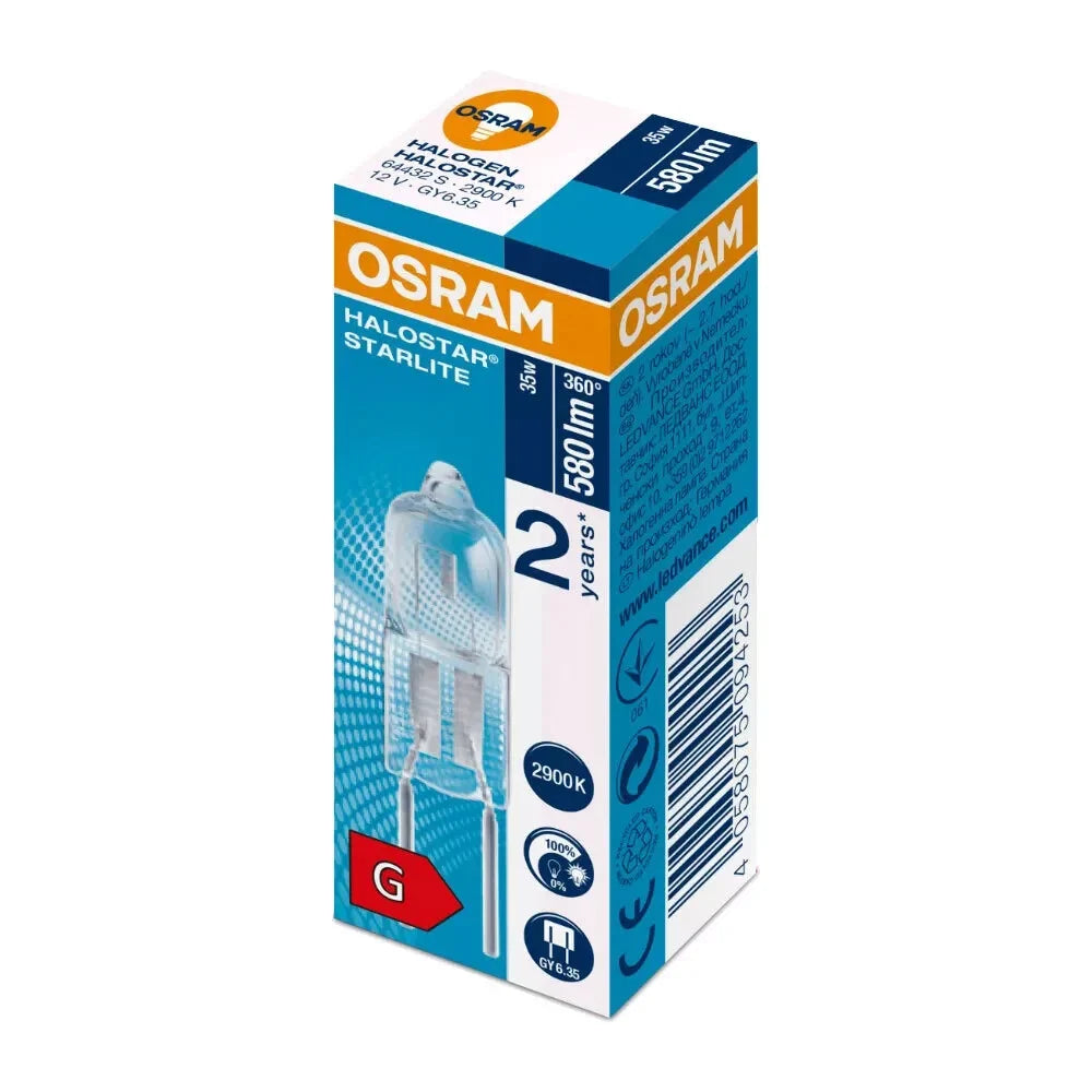 Osram GY6.35 Halogen Stiftsockellampe 35W 12V Halostar warmweiß dimmbar für Leuchten