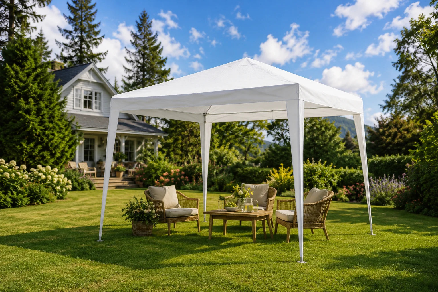 Pavillon 3x3m weiß Gartenpavillon Gartenzelt Partyzelt Festzelt Eventzelt