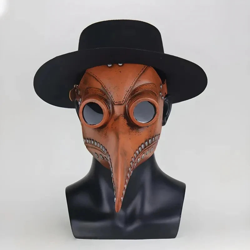 Pestdoktor Maske Braun aus Latex – Schnabelmaske für Halloween, Steampunk, Cosplay, Kostüm & Horror Party
