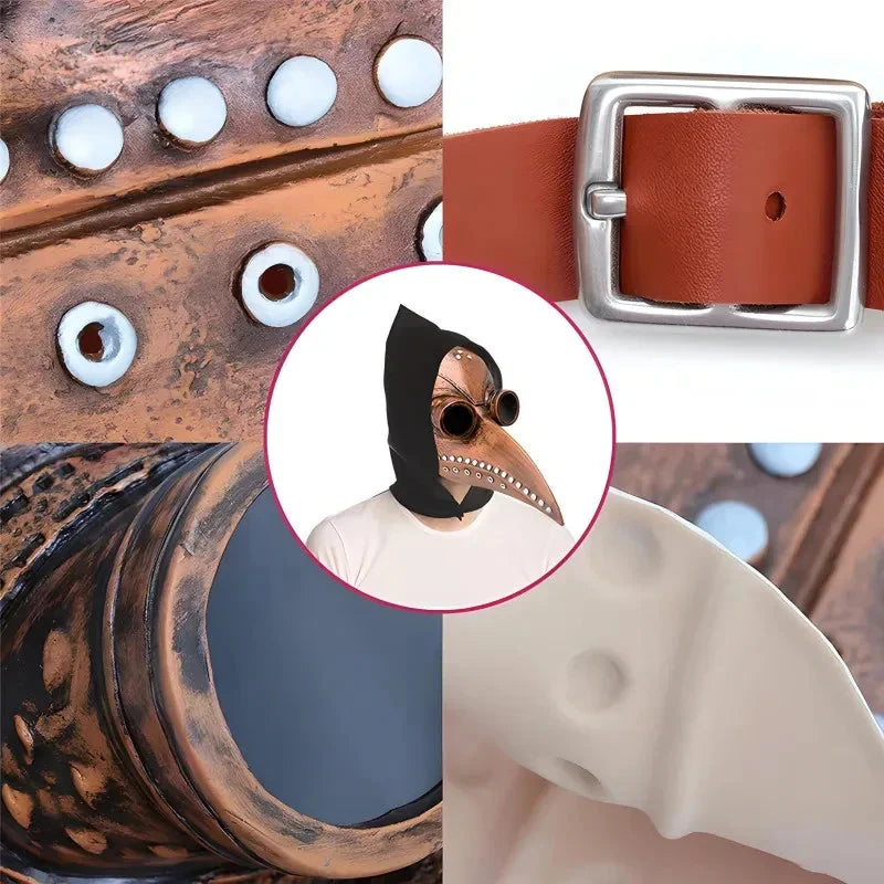 Pestdoktor Maske Braun aus Latex – Schnabelmaske für Halloween, Steampunk, Cosplay, Kostüm & Horror Party