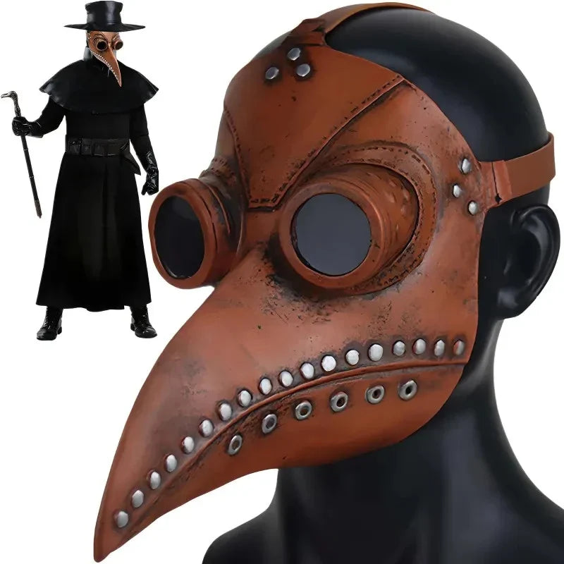 Pestdoktor Maske Braun aus Latex – Schnabelmaske für Halloween, Steampunk, Cosplay, Kostüm & Horror Party