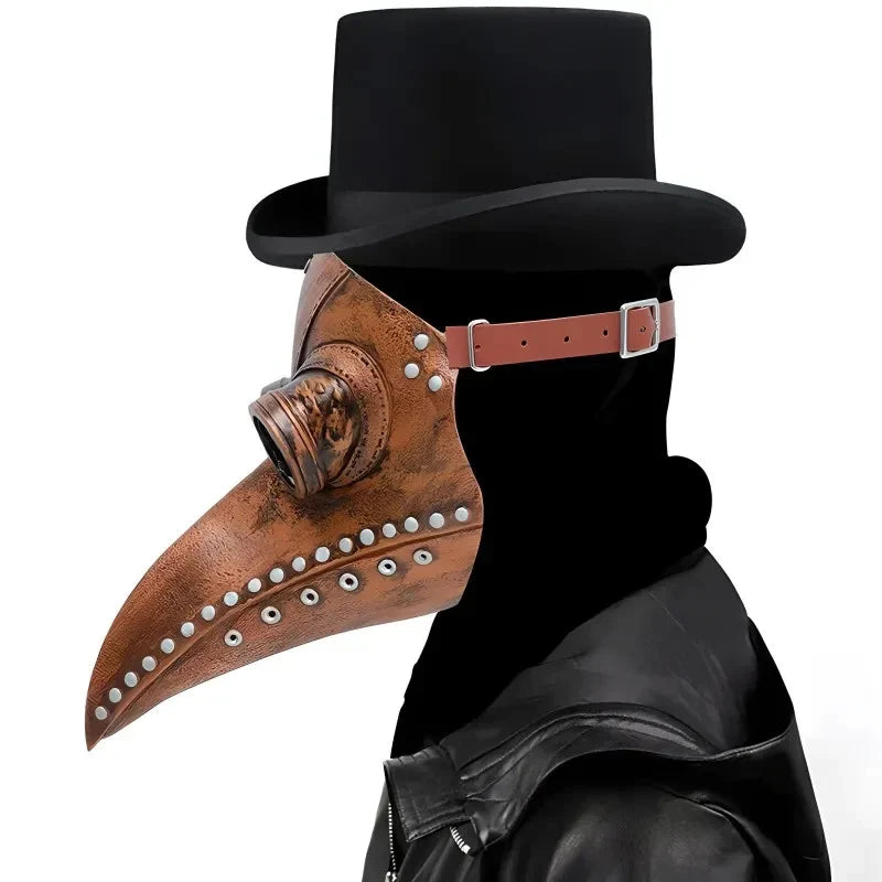 Pestdoktor Maske Braun aus Latex – Schnabelmaske für Halloween, Steampunk, Cosplay, Kostüm & Horror Party