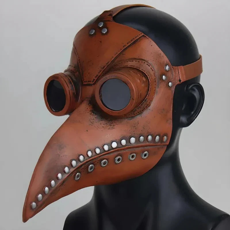 Pestdoktor Maske Braun aus Latex – Schnabelmaske für Halloween, Steampunk, Cosplay, Kostüm & Horror Party