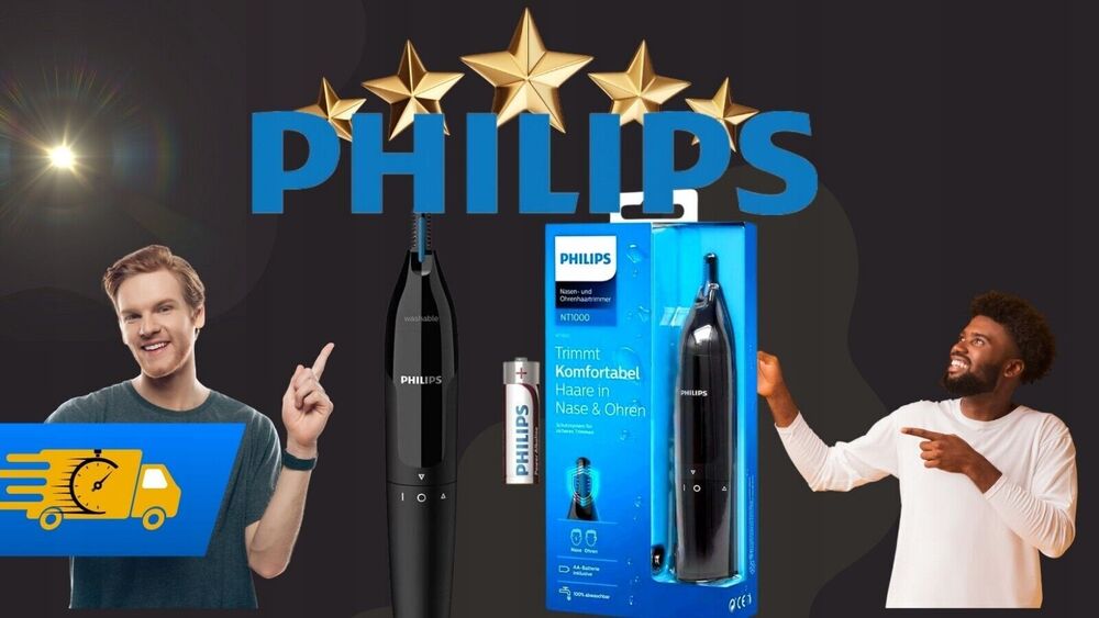 Philips NT1650/16 Ear and Nose Hair Trimmer, Cordless, AA, Double-Sided...