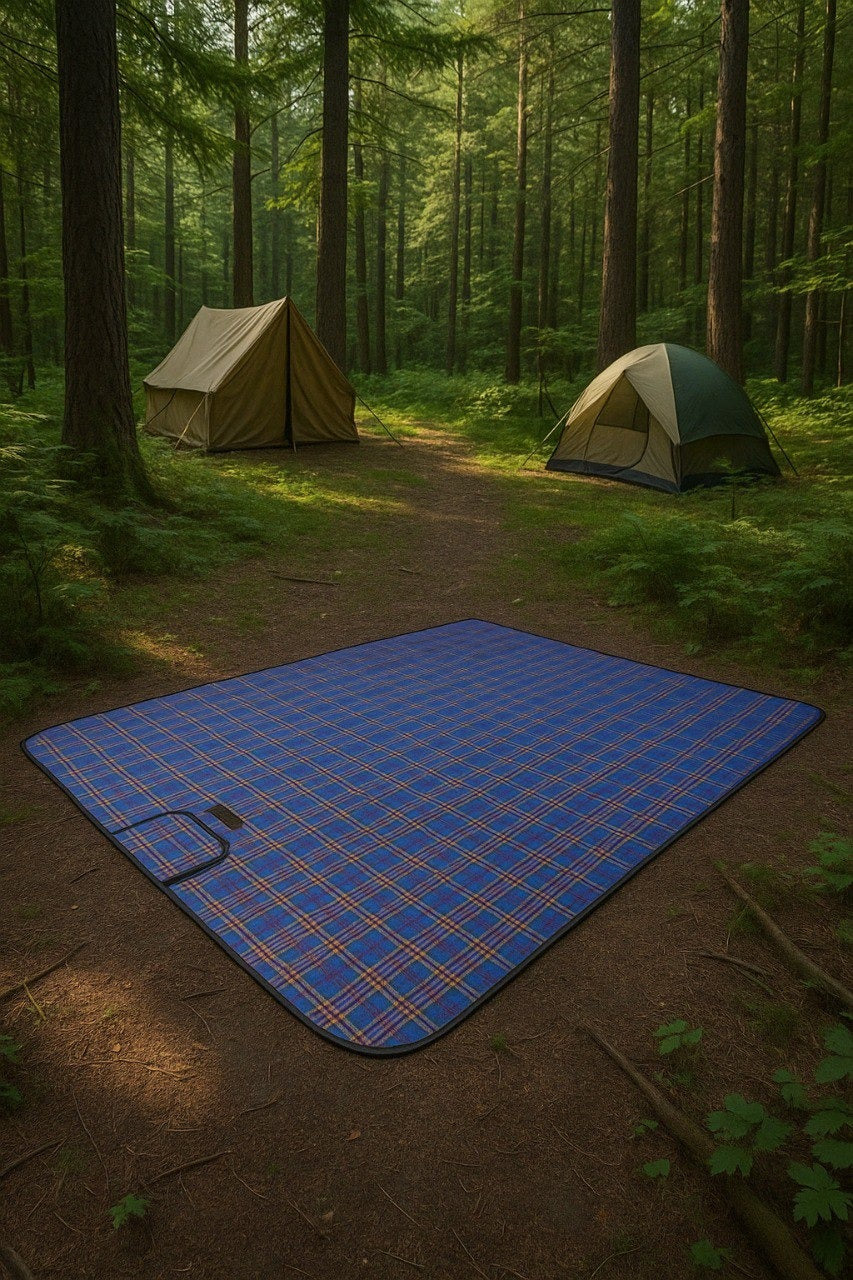 Wasserdichte Picknickdecke 145x180 cm – Faltbare Stranddecke Blau