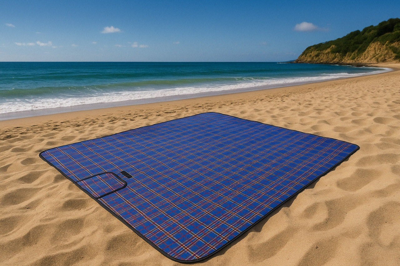 Wasserdichte Picknickdecke 145x180 cm – Faltbare Stranddecke Blau