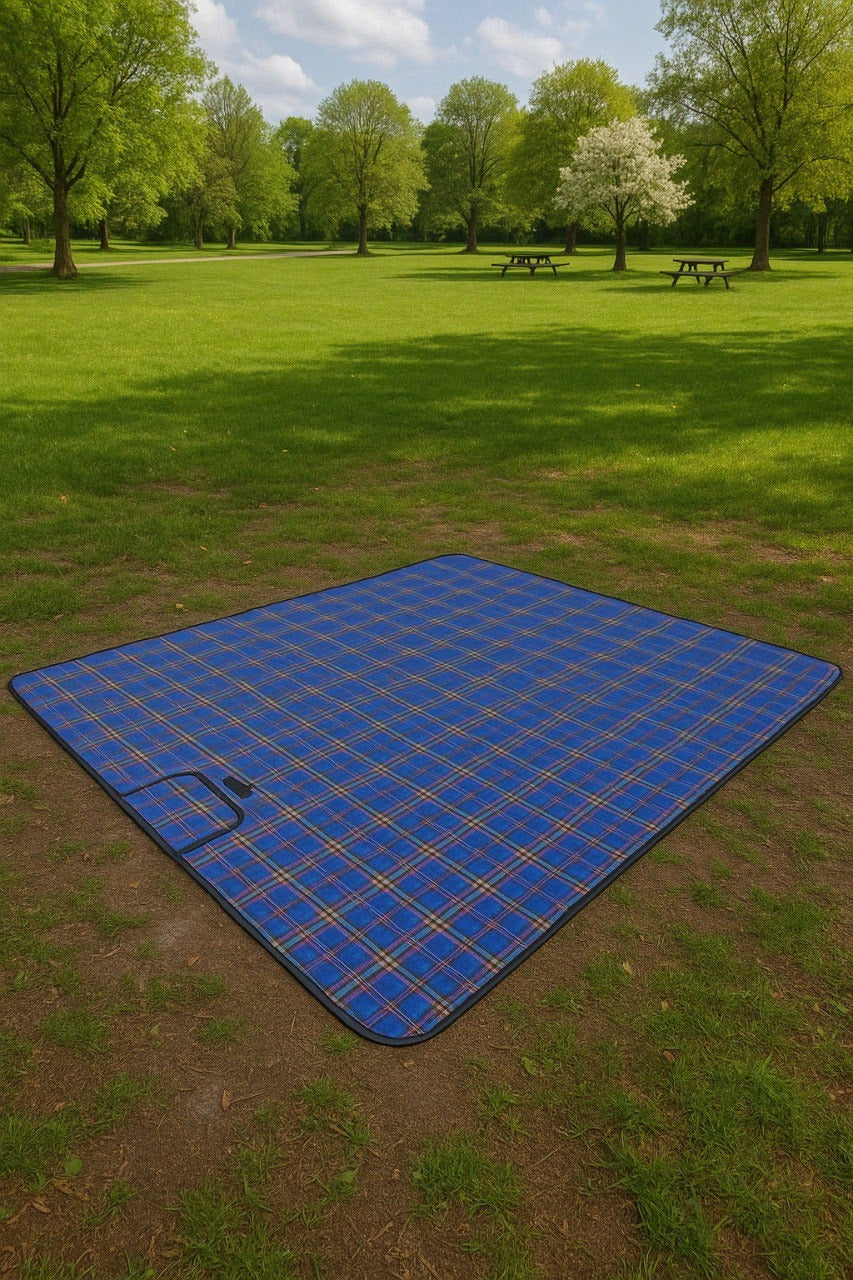 Wasserdichte Picknickdecke 145x180 cm – Faltbare Stranddecke Blau