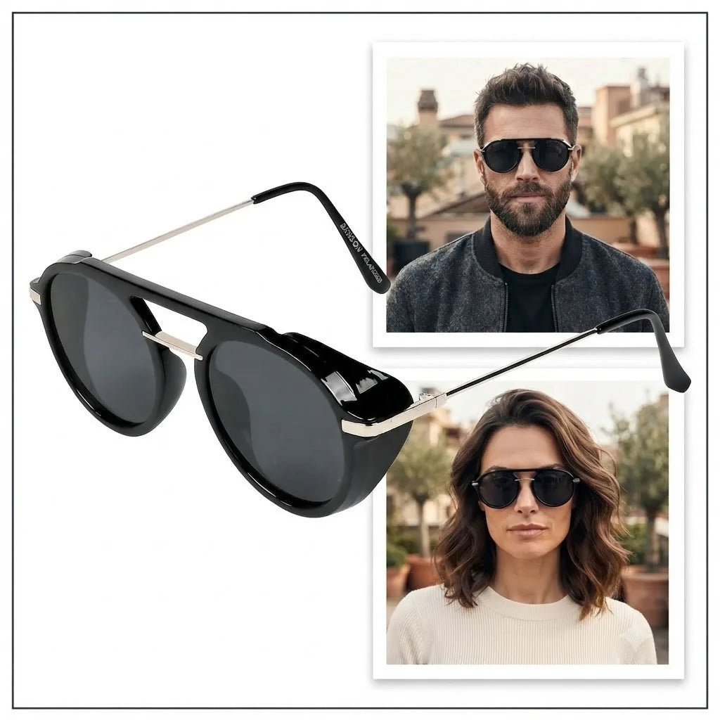 Polarisierte Sonnenbrille Herren Damen UV400 Schwarz Sportbrille Seitenschutz