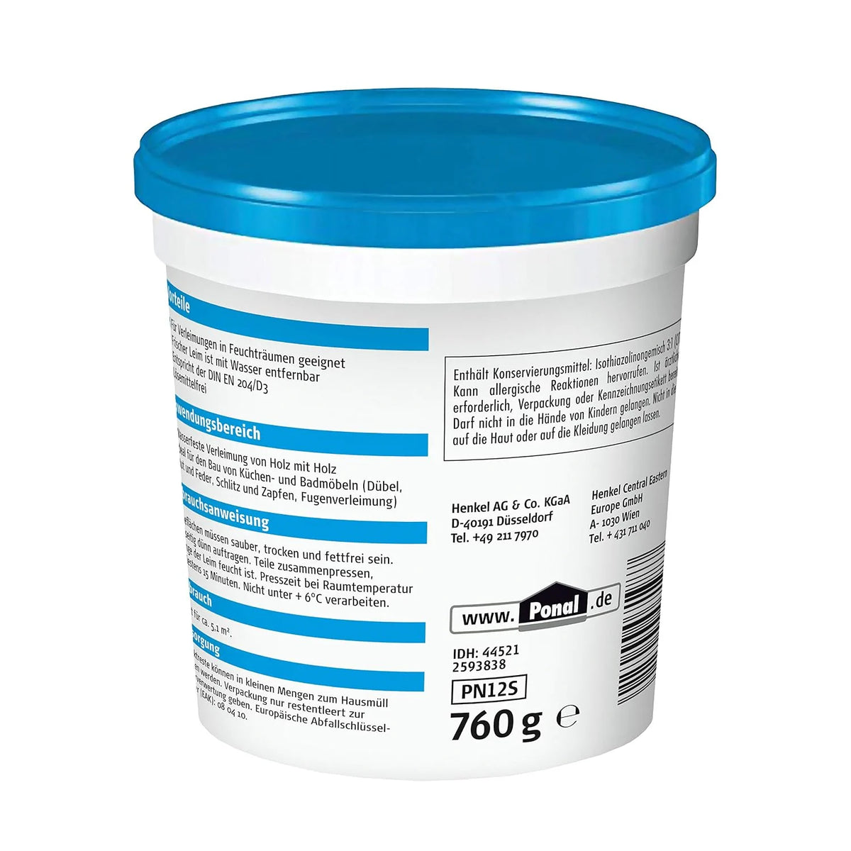 Ponal Holzleim Wasserfest 760 g – lösemittelfreier Holzkleber für Feuchträume, Möbelbau, Parkett & Montage