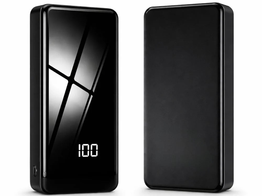 Powerbank 20000 mAh mit 4 USB-Ausgängen – Externer Akku 5V 2,1A mit 2 LED-Taschenlampen