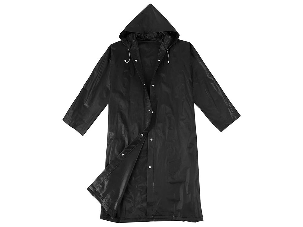 Regenmantel Unisex Wasserfest mit Kapuze Schwarz – Leichter Regenponcho Universal