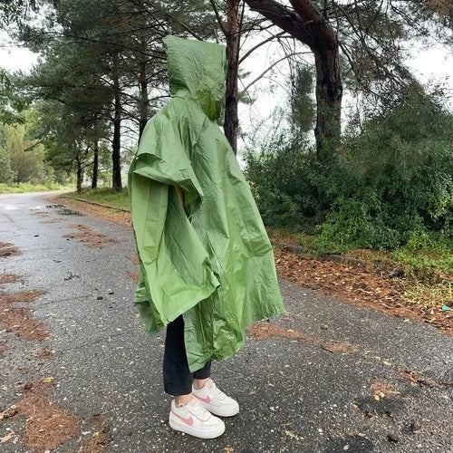 Regenponcho mit Kapuze wasserdicht wiederverwendbar Unisex für Outdoor Camping Festival