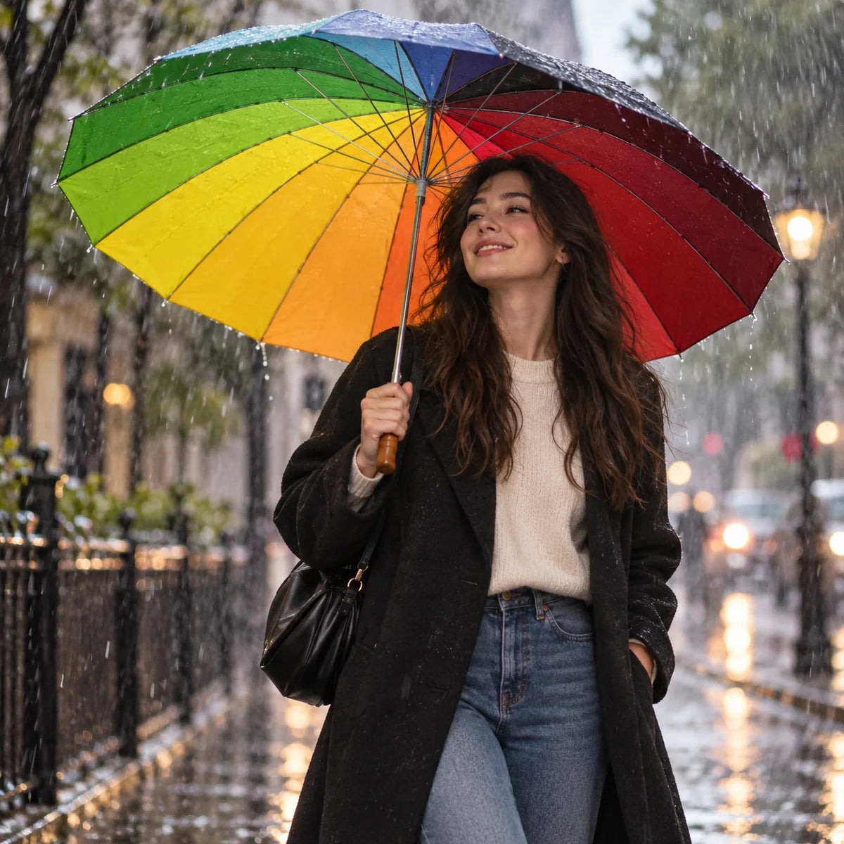Regenschirm XXL Regenbogen Stockschirm Partnerschirm 130cm groß Sturm Golfschirm