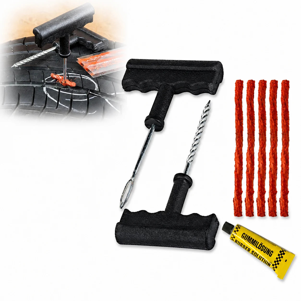Reifenreparaturset Tubeless Reifen Pannenset Reifenflicken Auto Motorrad Set