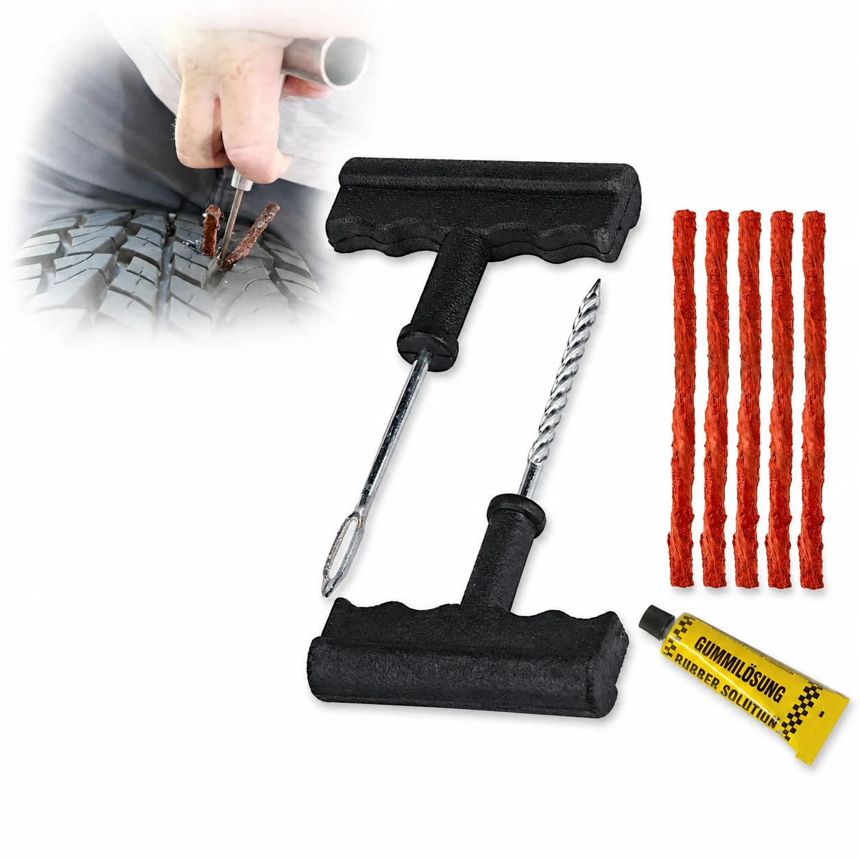 Reifenreparaturset Tubeless Reifen Pannenset Reifenflicken Auto Motorrad Set