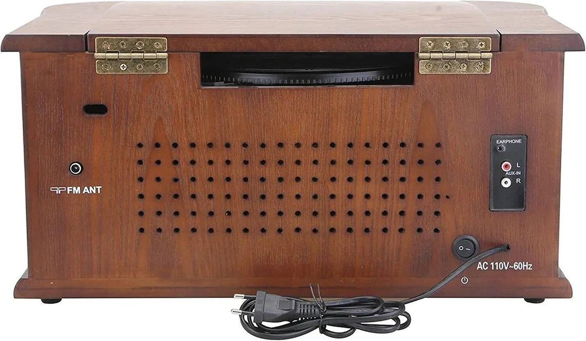 Plattenspieler Retro CD Player Radio USB AUX Stereoanlage Lautsprecher Holz