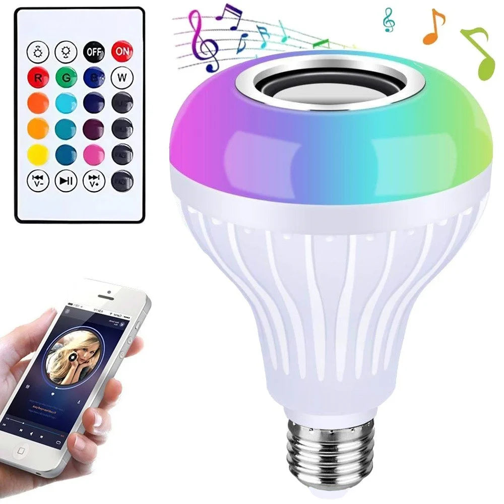 RGB LED Lampe E27 mit Bluetooth Lautsprecher Fernbedienung Farbwechsel 7W
