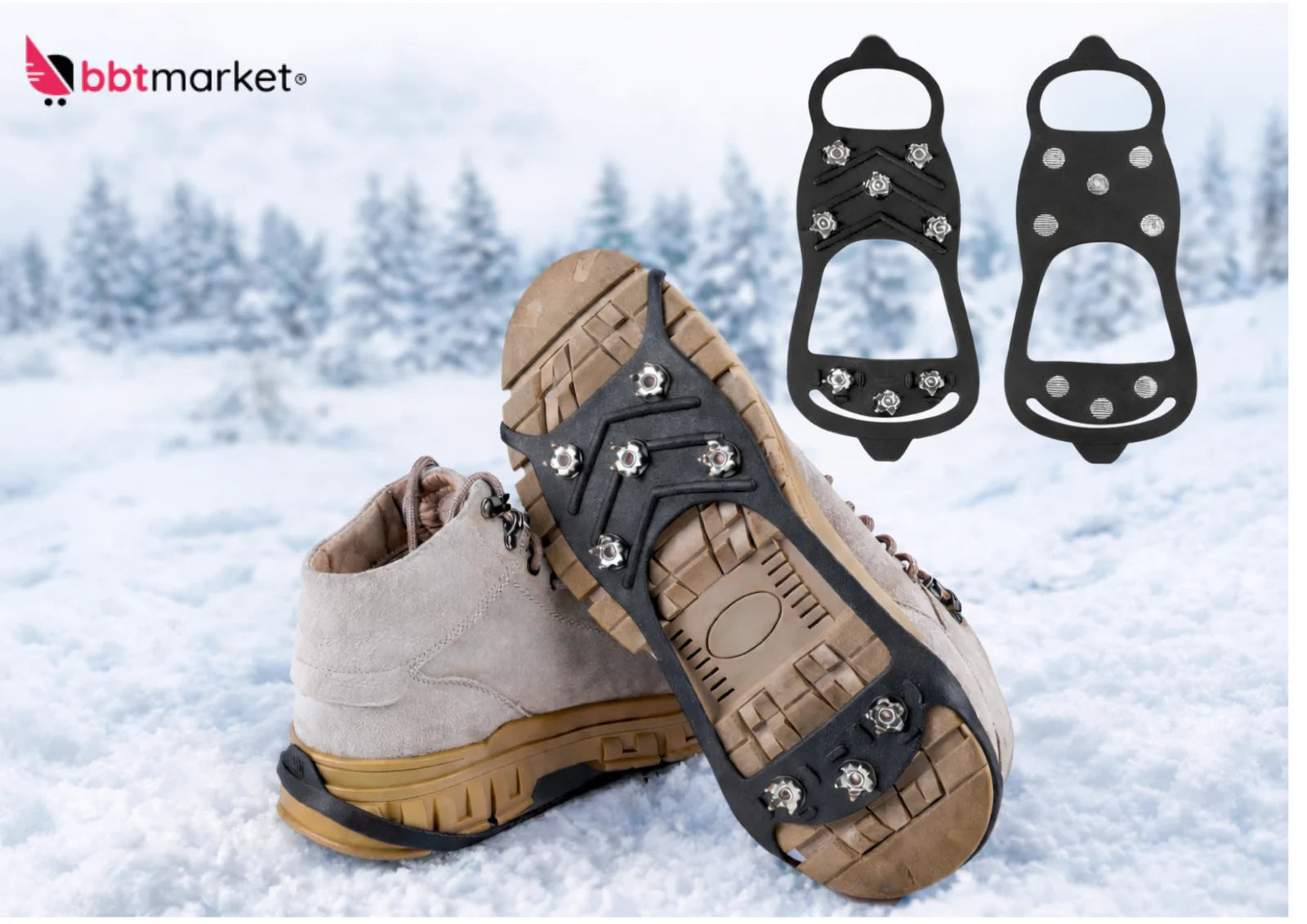 Rutschfeste Schuhüberzüge Spikes 8 Edelstahlzähne Winter Größe L 40-46