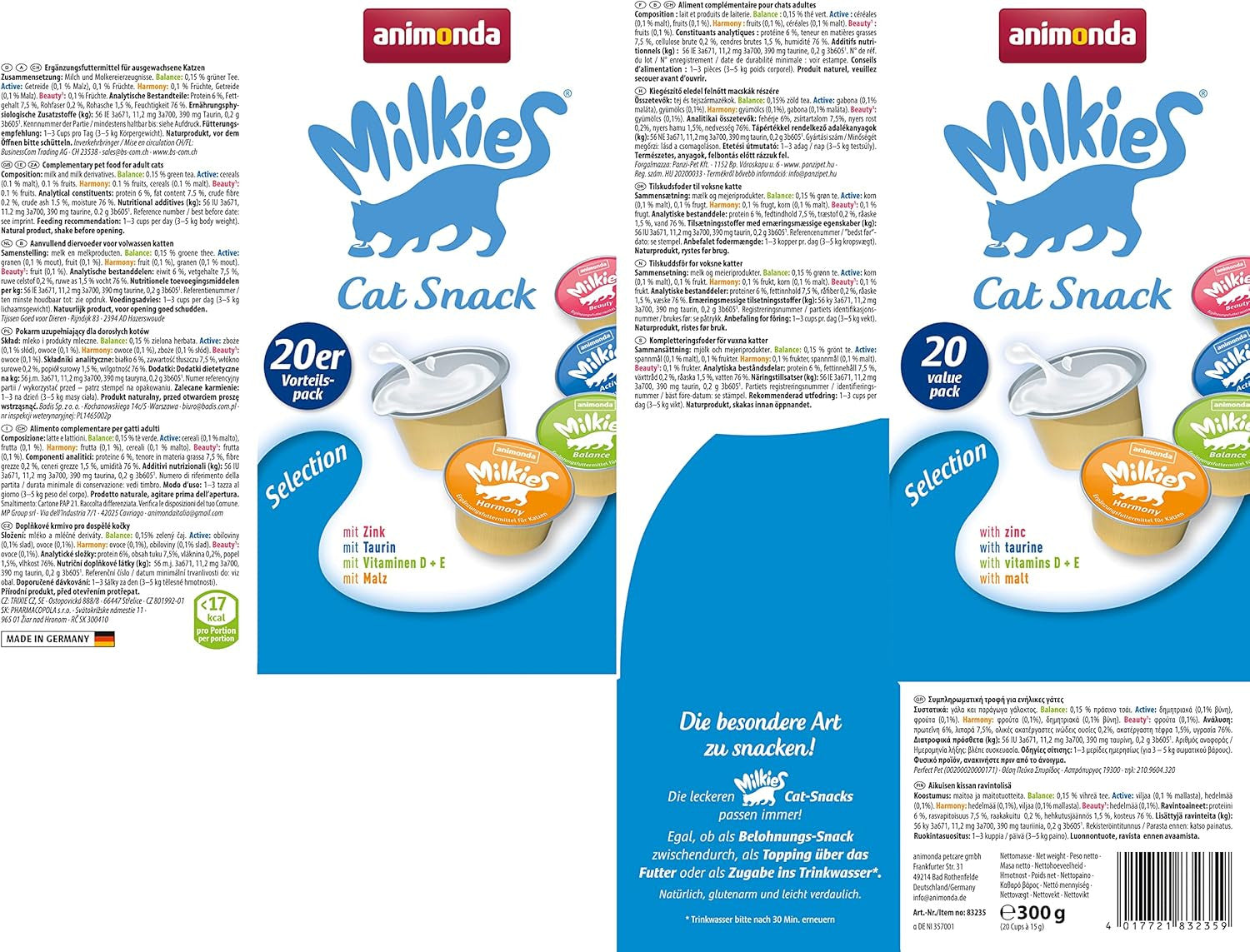 Animonda Vom Feinsten Milkies Selection, Katzenmilch portioniert, 20 Cups à 15 g