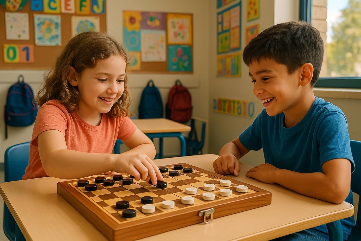 3-in-1 Schachspiel aus Holz mit Dame und Backgammon – Klappbares Familienspiel & Reisespiel 29,5 x 29,5 cm