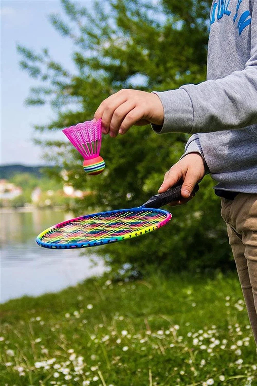 Federball Set Badminton – 2 Schläger 45,5 cm 2 Bälle mit Tasche Freizeit