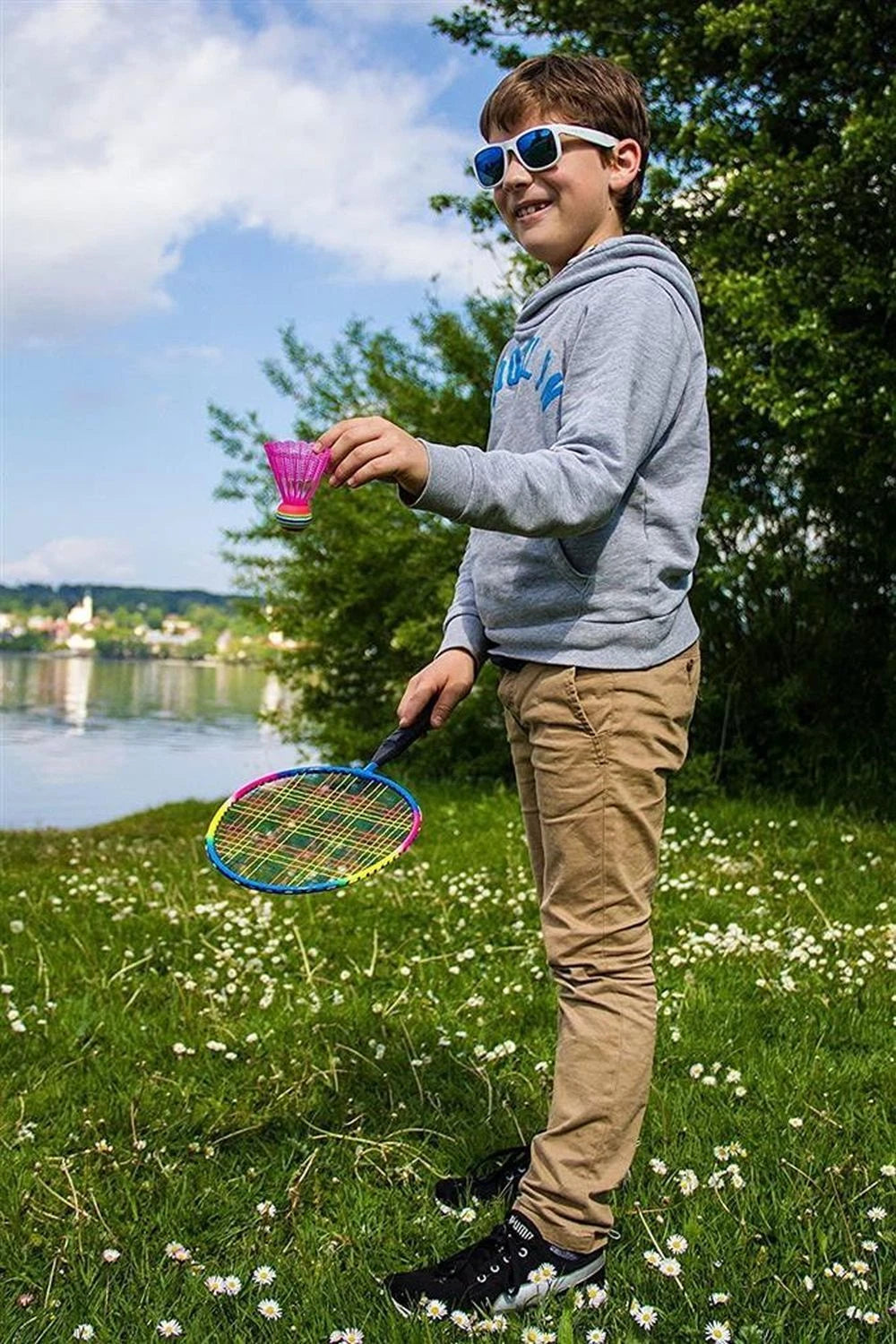 Federball Set Badminton – 2 Schläger 45,5 cm 2 Bälle mit Tasche Freizeit