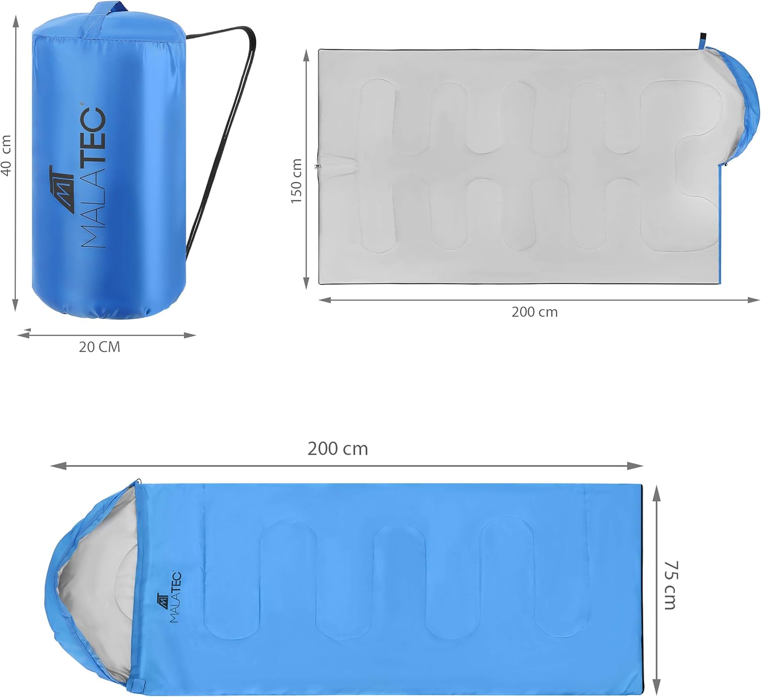 2in1 Schlafsack mit Kapuze 200×75 cm – Mumienschlafsack & Decke für Camping