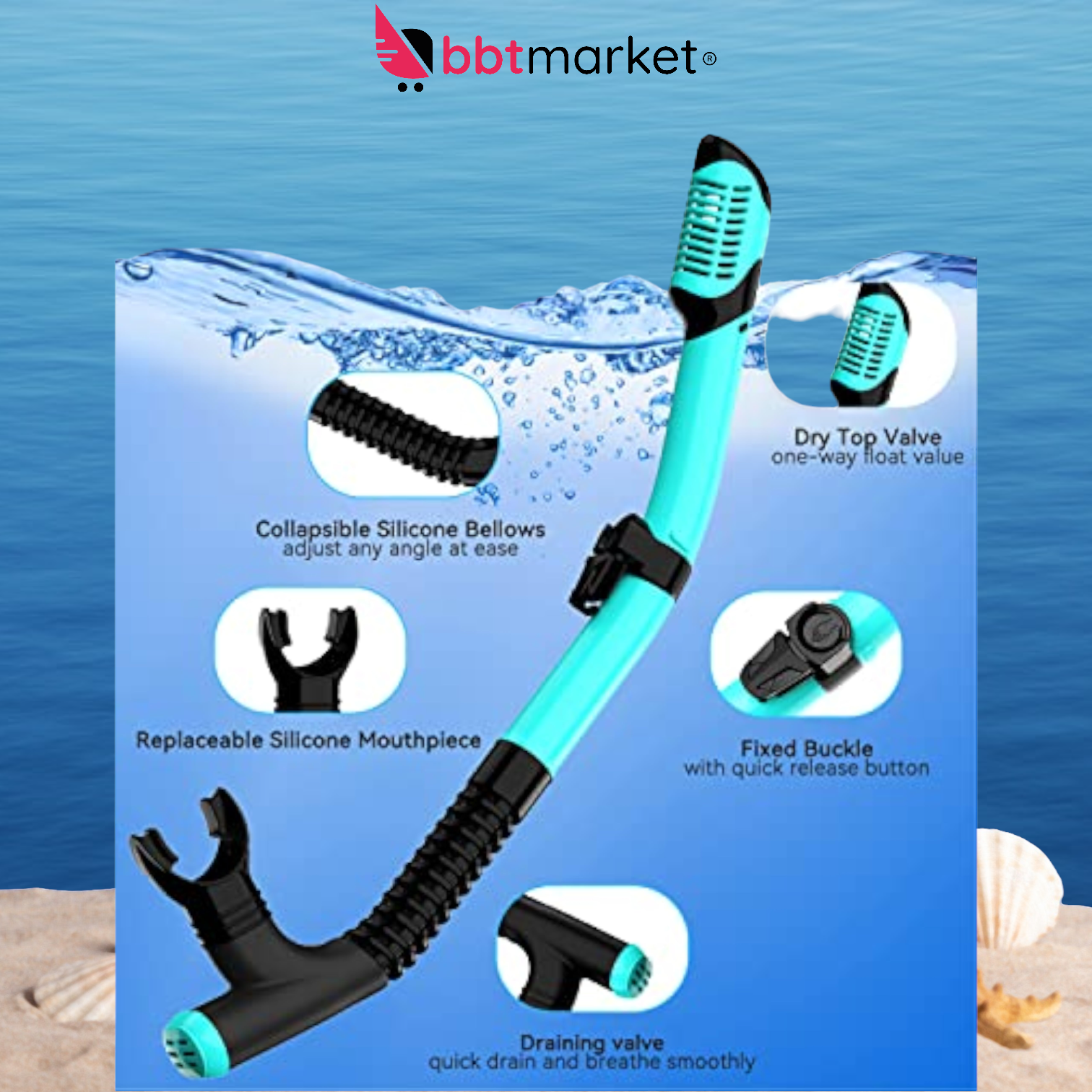 Snorkel set for adults, diving goggles for adults with snorkel, anti-leak 