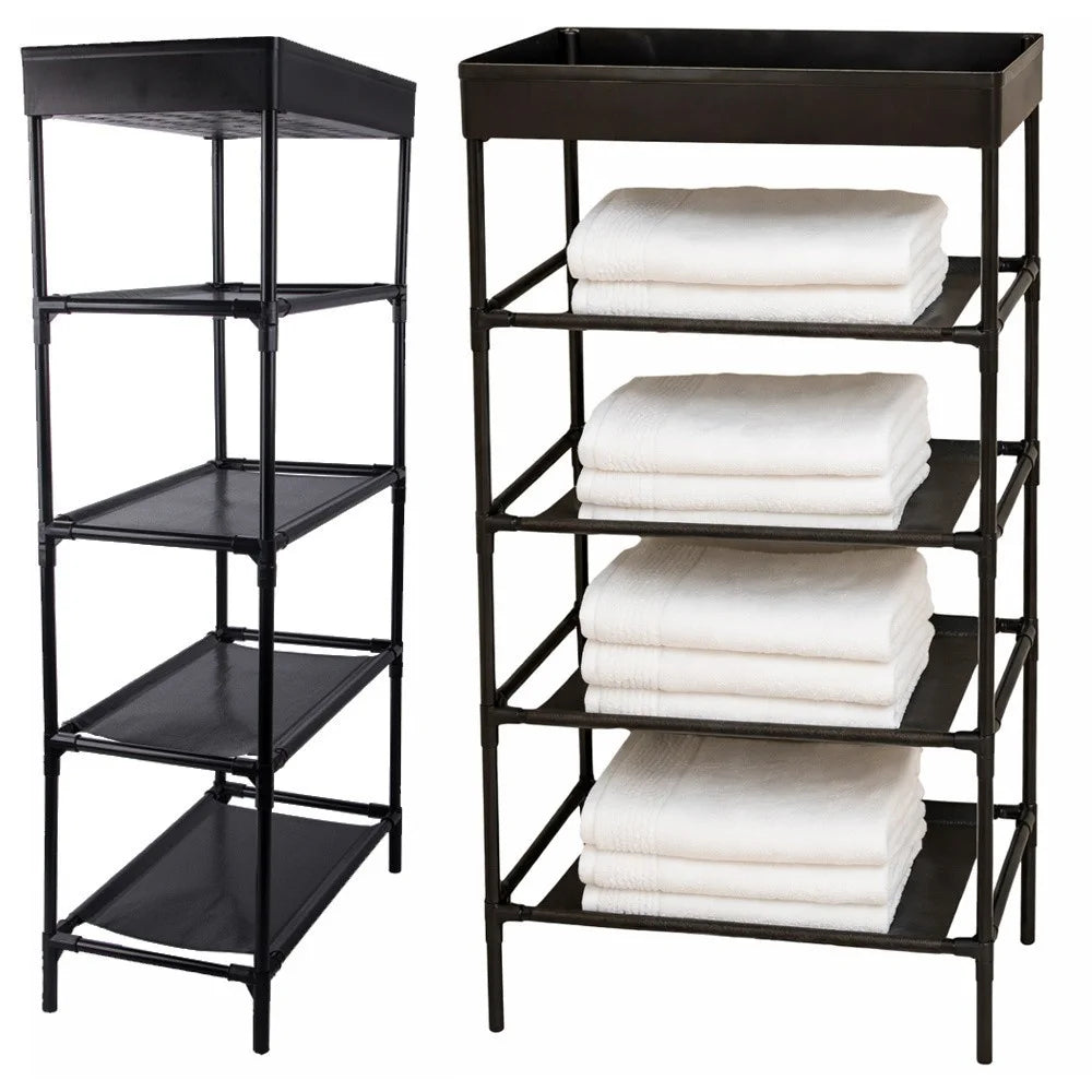 Schuhregal 5 Ablagen Schwarz Schuhständer Schuhablage Regal Organizer 81cm