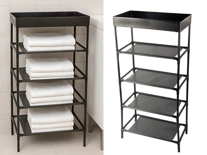Schuhregal 5 Ablagen Schwarz Schuhständer Schuhablage Regal Organizer 81cm
