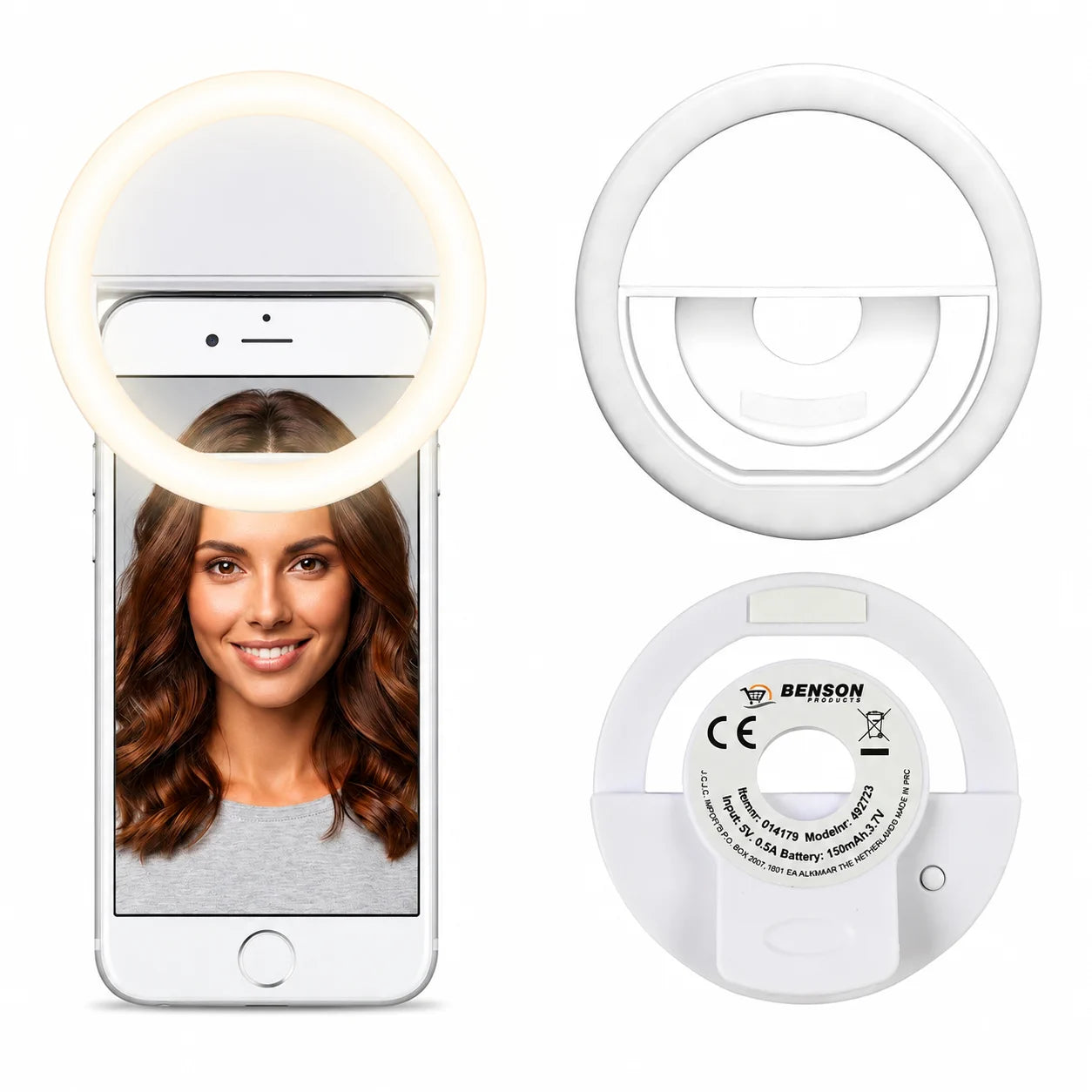 Selfie Ringlicht LED Clip Smartphone Tablet 36 LEDs USB Wiederaufladbar