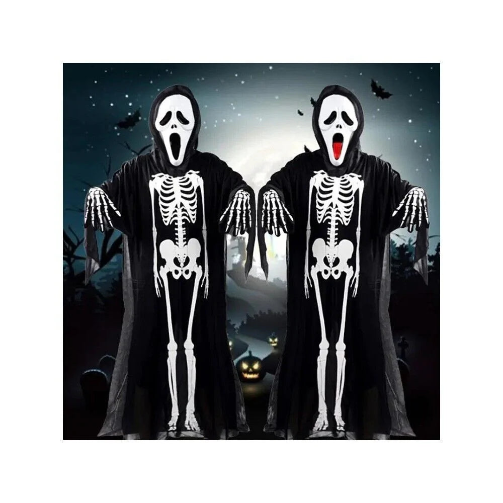 Skelett Kostüm Jumpsuit für Herren, Damen & Kinder – Halloween, Karneval und Cosplay