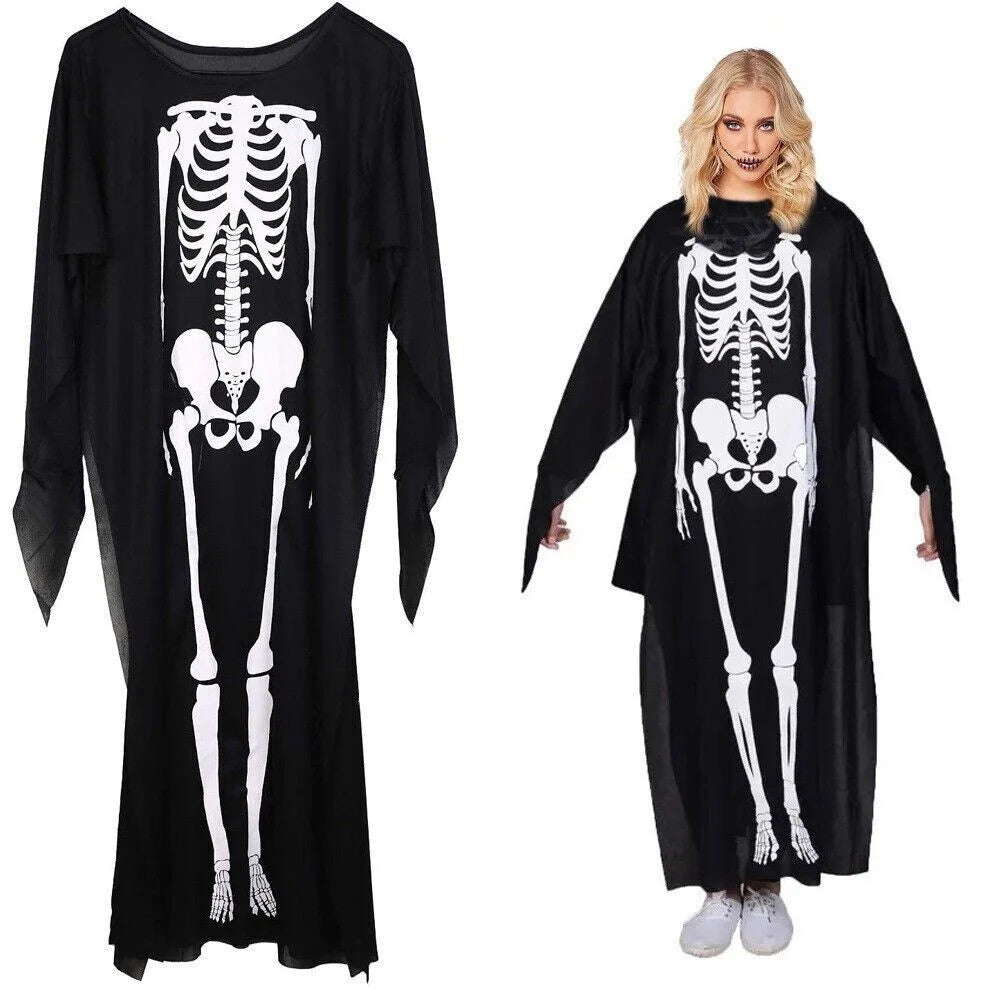 2 stück Gruseliges Skelett Kostüm Kinder Damen Halloween Karneval Verkleidung Outfit 🦇✨