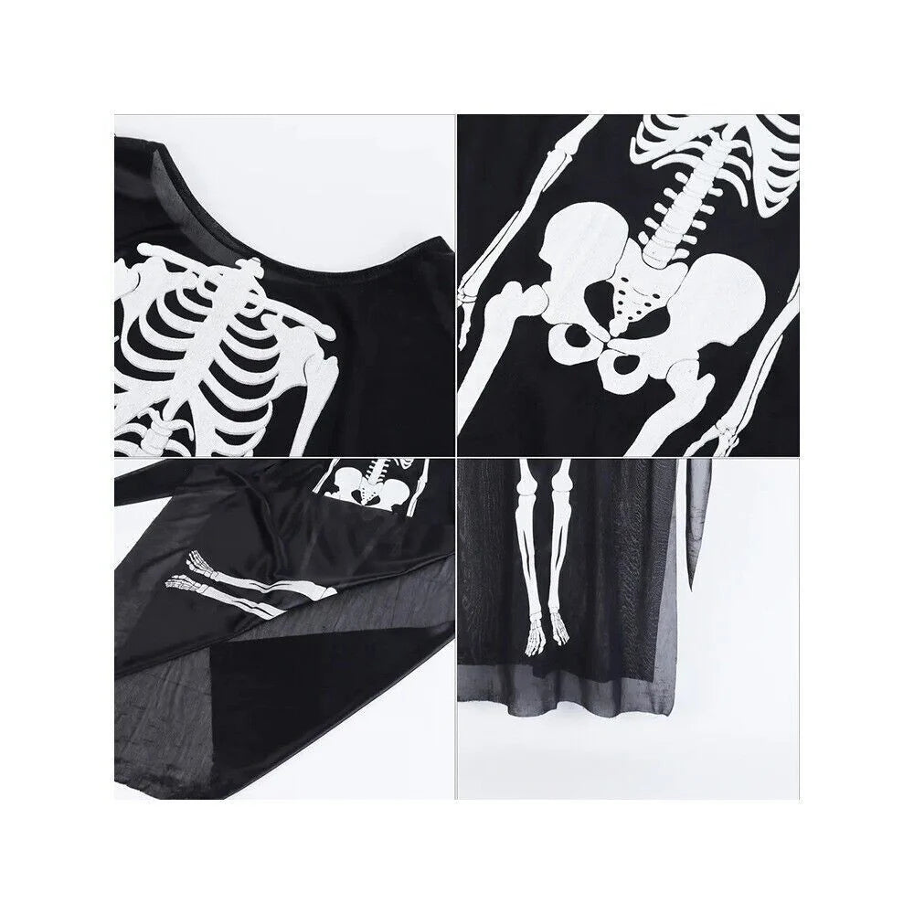 Skelett Kostüm Jumpsuit für Herren, Damen & Kinder – Halloween, Karneval und Cosplay