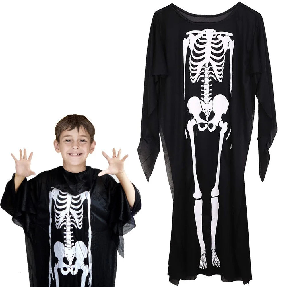 Skelett Kostüm Damen Kinder Halloween Karneval Verkleidung Cosplay Jumpsuit 🎃👻